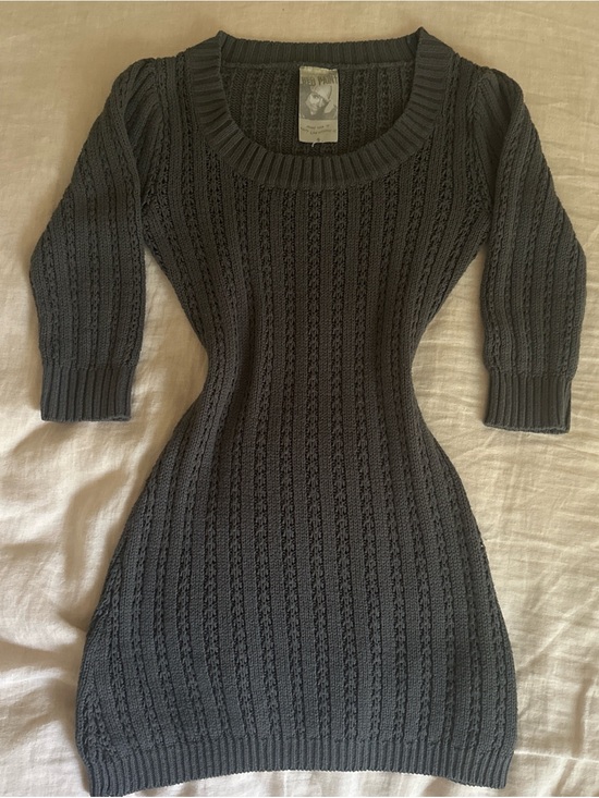 Red Paint Dresses & Skirts - Y2K Charcoal Cable Knit Sweater Dress